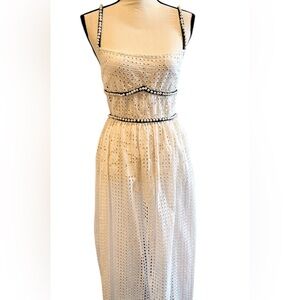 White Eyelet Dress Detailed Pearls